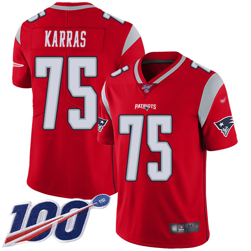 New England Patriots Football #75 100th Season Inverted Legend Limited Red Men Ted Karras NFL Jersey